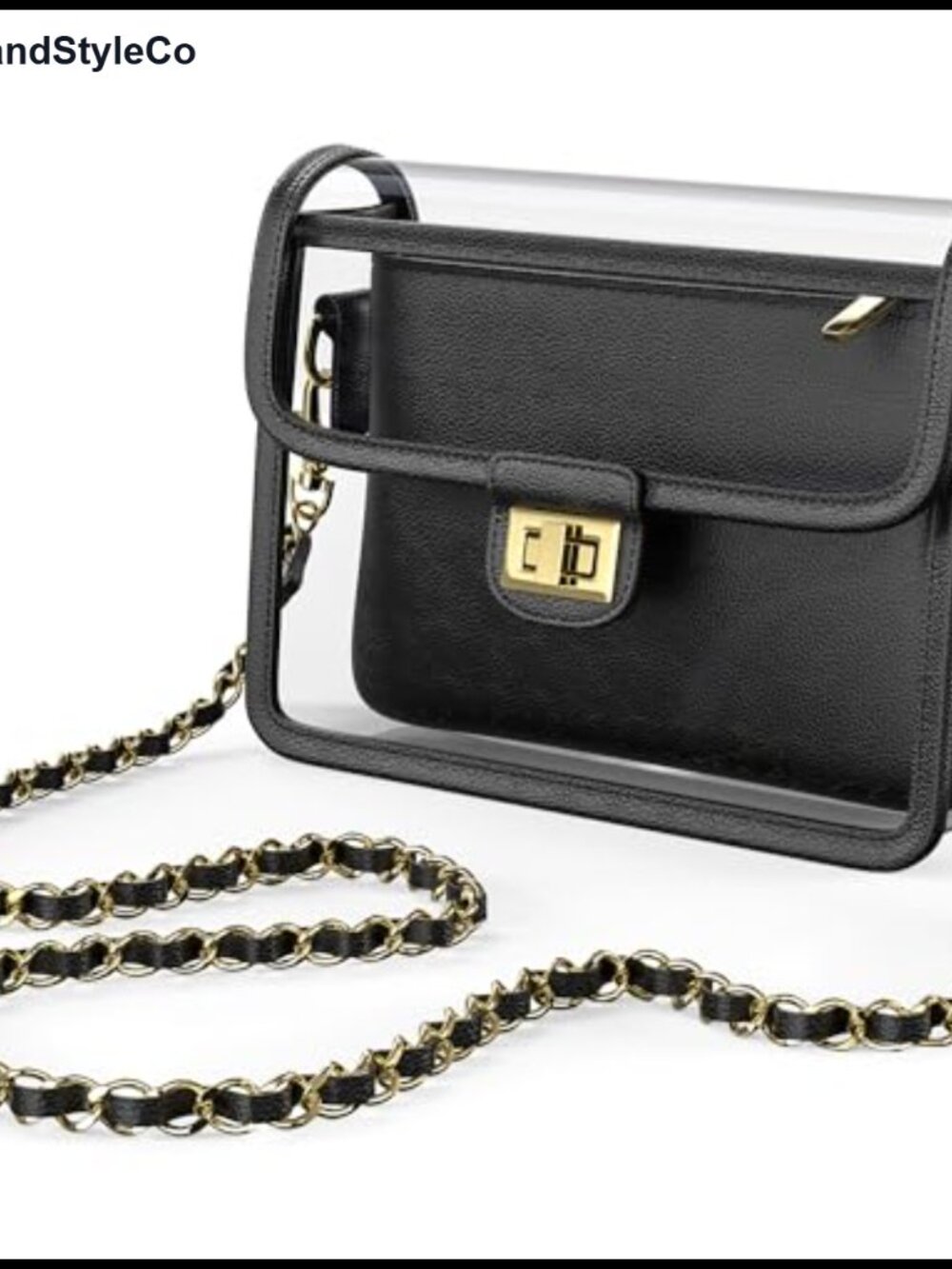 Stadium Approved Clear Crossbody Bag with RFID Wallet, TPU Vegan Leather, Gold